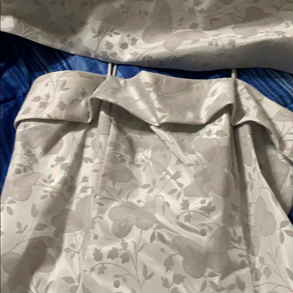 prom dress with embroidered butterflies and wrap